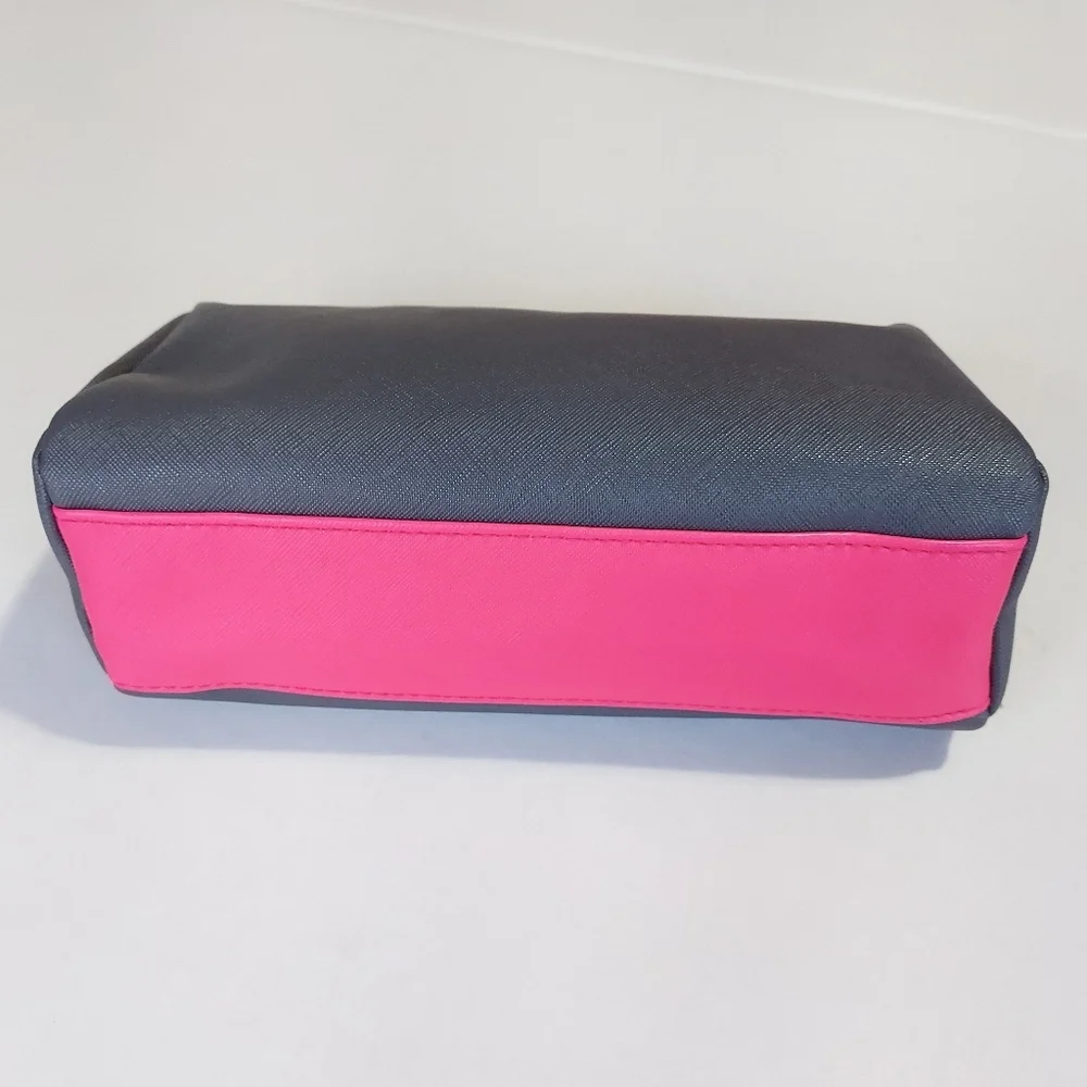 Cosmetics Makeup Bags Gray Pink Womens Girls PU Leather Zipper Pouch Makeup Case